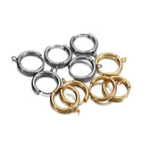 10Pcs Stainless Steel Huggie Earring Hooks Round Post with Jump Ring
