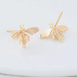 14K Plated Brass Bee Stud Earrings for DIY Jewelry Making