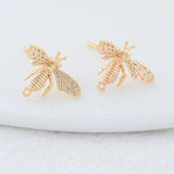 14K Plated Brass Bee Stud Earrings for DIY Jewelry Making