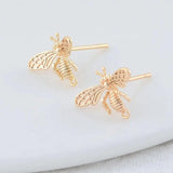 14K Plated Brass Bee Stud Earrings for DIY Jewelry Making