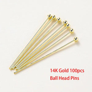 100Pcs 16-50mm Eye Flat Head Pins Ball Head Pins Jewelry Findings
