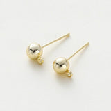 14K 18K Plated Round Ball Ear Post With Loop Studs Earrings