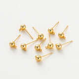 14K 18K Plated Round Ball Ear Post With Loop Studs Earrings