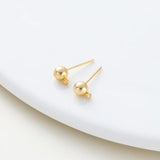 14K 18K Plated Round Ball Ear Post With Loop Studs Earrings