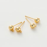 14K 18K Plated Round Ball Ear Post With Loop Studs Earrings