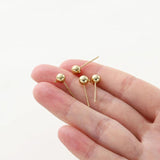 14K 18K Plated Round Ball Ear Post With Loop Studs Earrings
