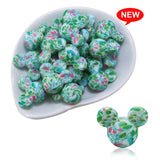 10Pcs Pink Leopard Print Mouse Silicone Beads Focal Cat Pen For Jewelry Making