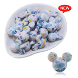 10Pcs Pink Leopard Print Mouse Silicone Beads Focal Cat Pen For Jewelry Making