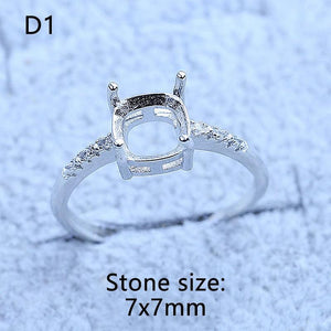 3x4 3x5 4x5 5x7 MM Silver Plated Women Crystal Ring Blank Base