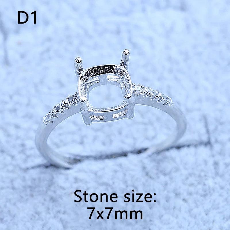 3x4 3x5 4x5 5x7 MM Silver Plated Women Crystal Ring Blank Base
