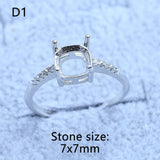 3x4 3x5 4x5 5x7 MM Silver Plated Women Crystal Ring Blank Base