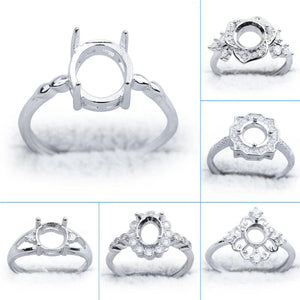 3x4 3x5 4x5 5x7 MM Silver Plated Women Crystal Ring Blank Base