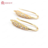 6PCS 18K Brass Earrings Hook with Zircon for DIY Jewelry Making