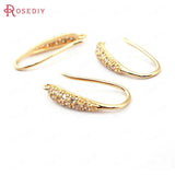 6PCS 18K Brass Earrings Hook with Zircon for DIY Jewelry Making