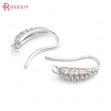 6PCS 18K Brass Earrings Hook with Zircon for DIY Jewelry Making