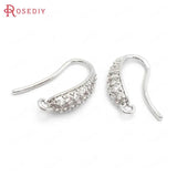 6PCS 18K Brass Earrings Hook with Zircon for DIY Jewelry Making