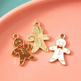 10PC Gingerbread Man Enamel Charms Silver Christmas Pendant 17*11mm