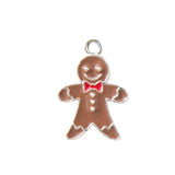10PC Gingerbread Man Enamel Charms Silver Christmas Pendant 17*11mm