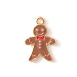 10PC Gingerbread Man Enamel Charms Silver Christmas Pendant 17*11mm