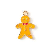 10PC Gingerbread Man Enamel Charms Silver Christmas Pendant 17*11mm