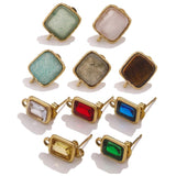 4pcs Stainless Steel Square Earring Base Components
