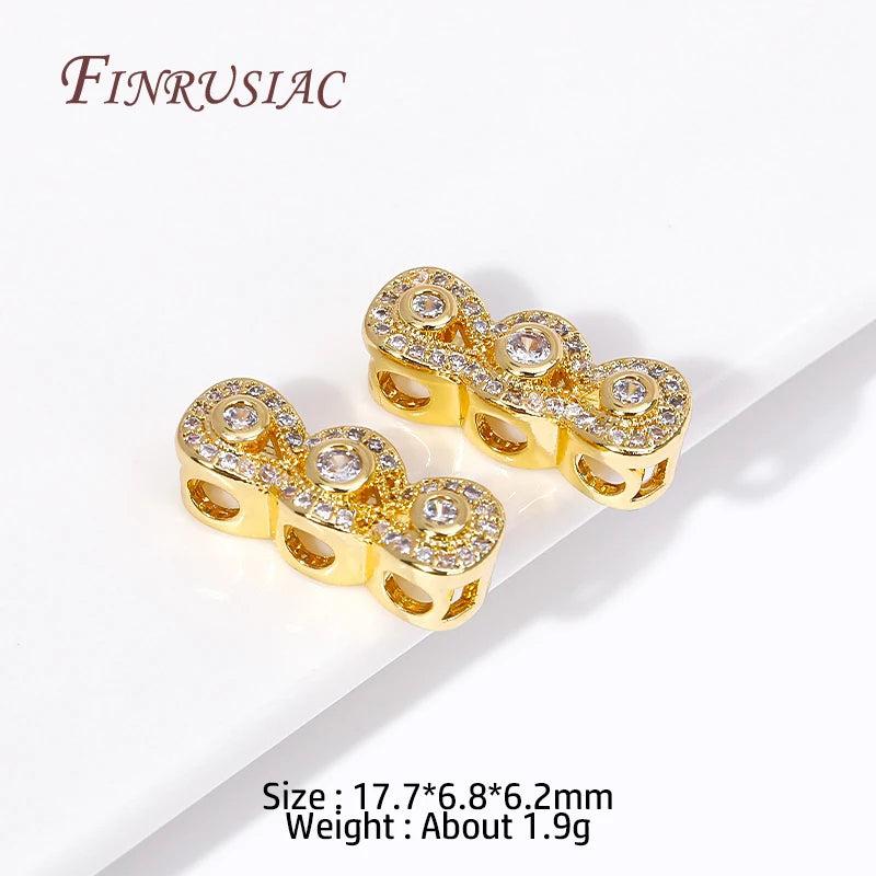 18K Plated Zircon Spacer Beads for 3-row Necklace, DIY Jewelry Making