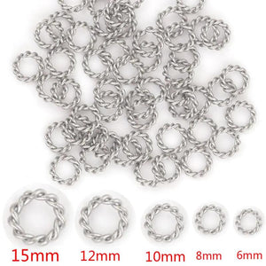 50pcs Stainless Steel Spiral Jump Rings for DIY Jewelry Making