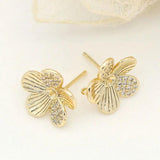 Zircon Flower Stud Earrings DIY Jewelry Making 14K Plated Brass Sterling Silver