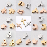 5Pcs/Lot Moon Star Cross Charms Stainless Steel Beads DIY Necklace Bracelets