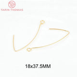 20PCS Brass Irregular Earrings Hoop Hooks 24K DIY Jewelry Findings