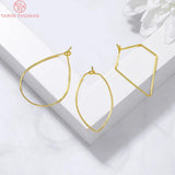 20PCS Brass Irregular Earrings Hoop Hooks 24K DIY Jewelry Findings