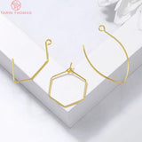 20PCS Brass Irregular Earrings Hoop Hooks 24K DIY Jewelry Findings