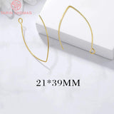 20PCS Brass Irregular Earrings Hoop Hooks 24K DIY Jewelry Findings