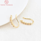 6PCS 15MM 24K Brass Zircon Earrings Hooks Jewelry Findings DIY Accessories
