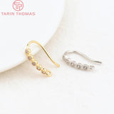 6PCS 15MM 24K Brass Zircon Earrings Hooks Jewelry Findings DIY Accessories