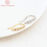 6PCS 15MM 24K Brass Zircon Earrings Hooks Jewelry Findings DIY Accessories