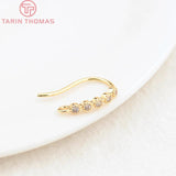 6PCS 15MM 24K Brass Zircon Earrings Hooks Jewelry Findings DIY Accessories