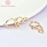 10PCS 13x27MM 24K Brass Zircon Circle Charms Pendants for DIY Jewelry Making