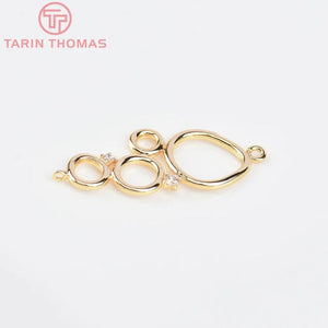10PCS 13x27MM 24K Brass Zircon Circle Charms Pendants for DIY Jewelry Making