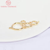 10PCS 13x27MM 24K Brass Zircon Circle Charms Pendants for DIY Jewelry Making