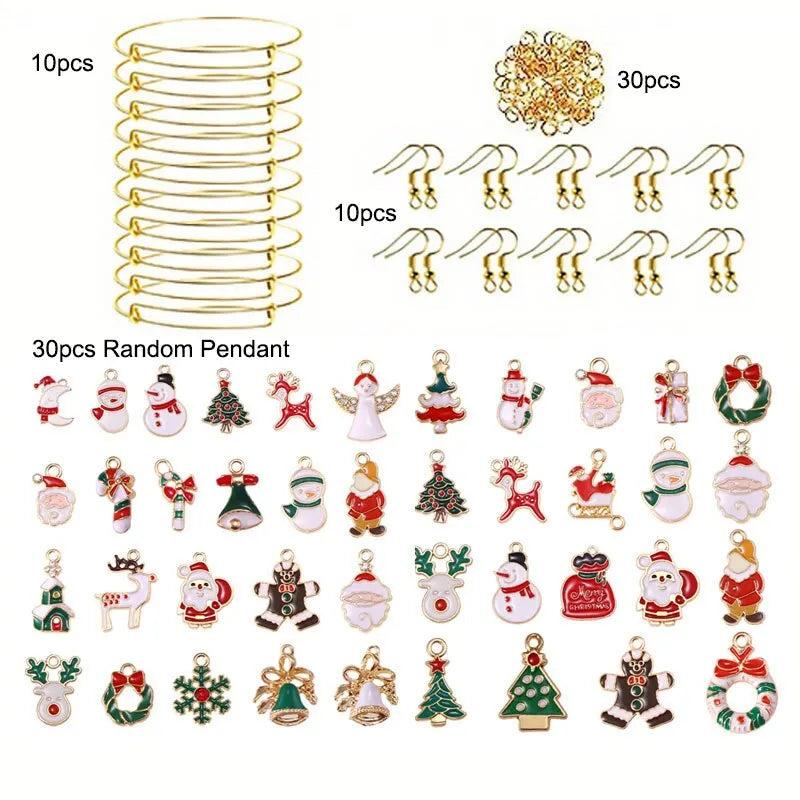 80pcs Christmas Charm Enamel Pendant DIY Jewelry Making Kit