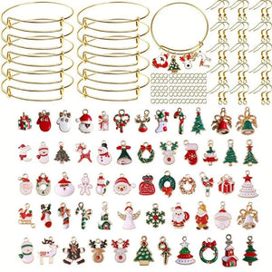 80pcs Christmas Charm Enamel Pendant DIY Jewelry Making Kit