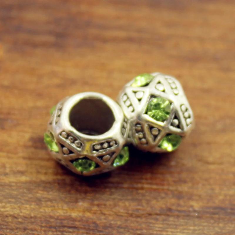Vintage Silver Rhinestone Spacer Beads for DIY Jewelry - 5mm Hole