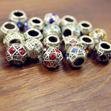 Vintage Silver Rhinestone Spacer Beads for DIY Jewelry - 5mm Hole