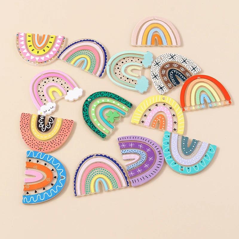 10pcs Resin Rainbow Charms Pendants for DIY Jewelry