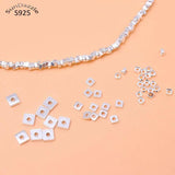 925 Sterling Silver Flat Square Beads Spacers for DIY Jewelry