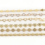 1M Stainless Steel Hollow Heart Leaves Chains for Jewelry Making