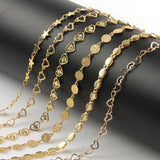 1M Stainless Steel Hollow Heart Leaves Chains for Jewelry Making