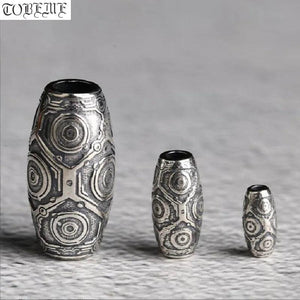 925 Silver 9 Eyes DZI Bead Silver Tibetan Nine Eyed DZI Beads Sterling