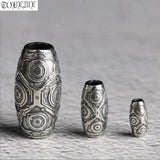 925 Silver 9 Eyes DZI Bead Silver Tibetan Nine Eyed DZI Beads Sterling